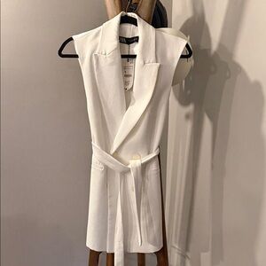 Zara Ivory Sleeveless Belted Dress